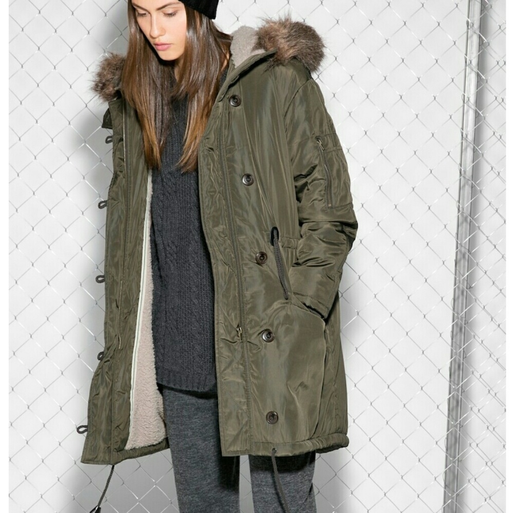Faux Shearling Lined Parka- Mango